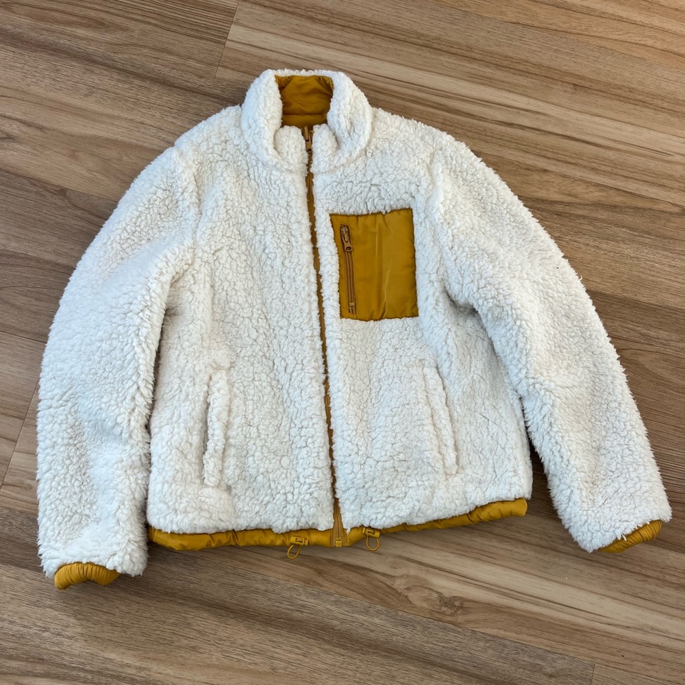 New reversible mustard Sherpa jacket